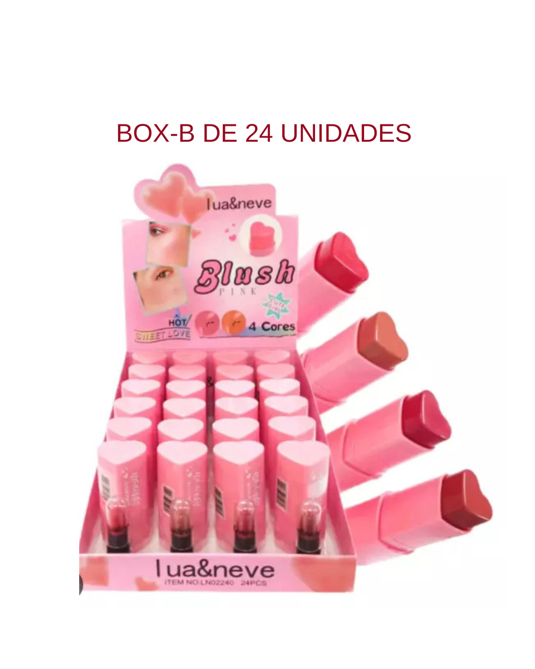 Box de 24 uni rubor corazón GB - Lua & Neve