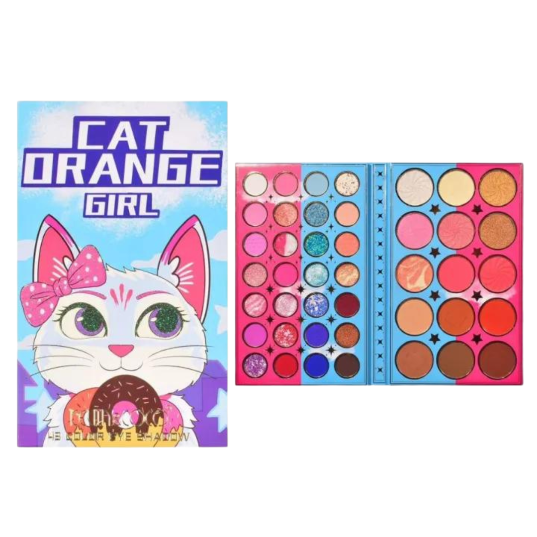 Paleta de 28 Sombras, contorno, rubor, iluminador y polvo - Cat orange