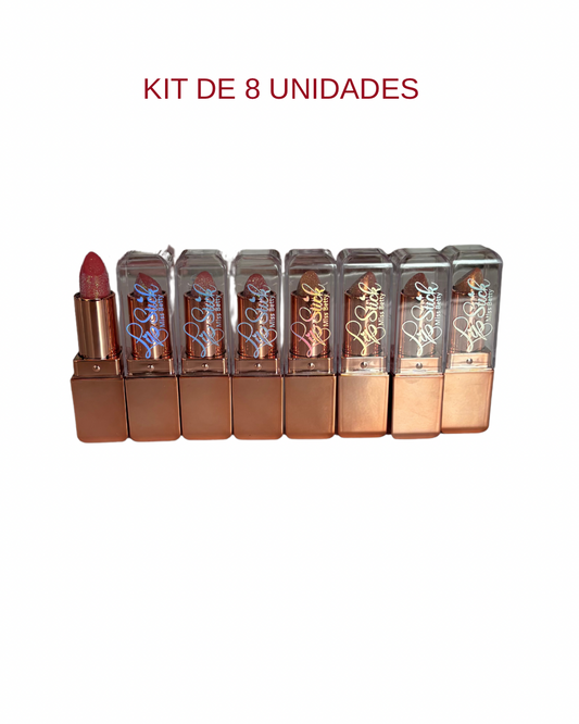 Kit de 8 Unidades Labial Glitter